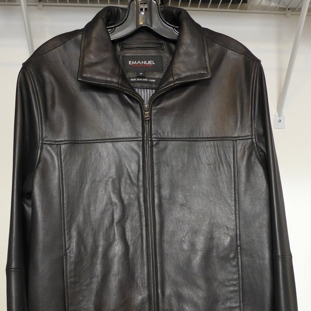 Emanuel Ungaro Paris Medium New Zealand Lamb Black Leather Jacket